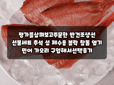 평가를살펴보고주문한 반건조생선 선물세트 추석 설 제수용 볼락 참돔 열기 민어 가오리 구....