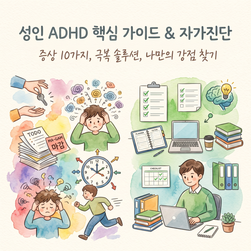 내가 성인 ADHD일까? 핵심 증상 10가지와 자가진단 체크리스트, 실전 관리법