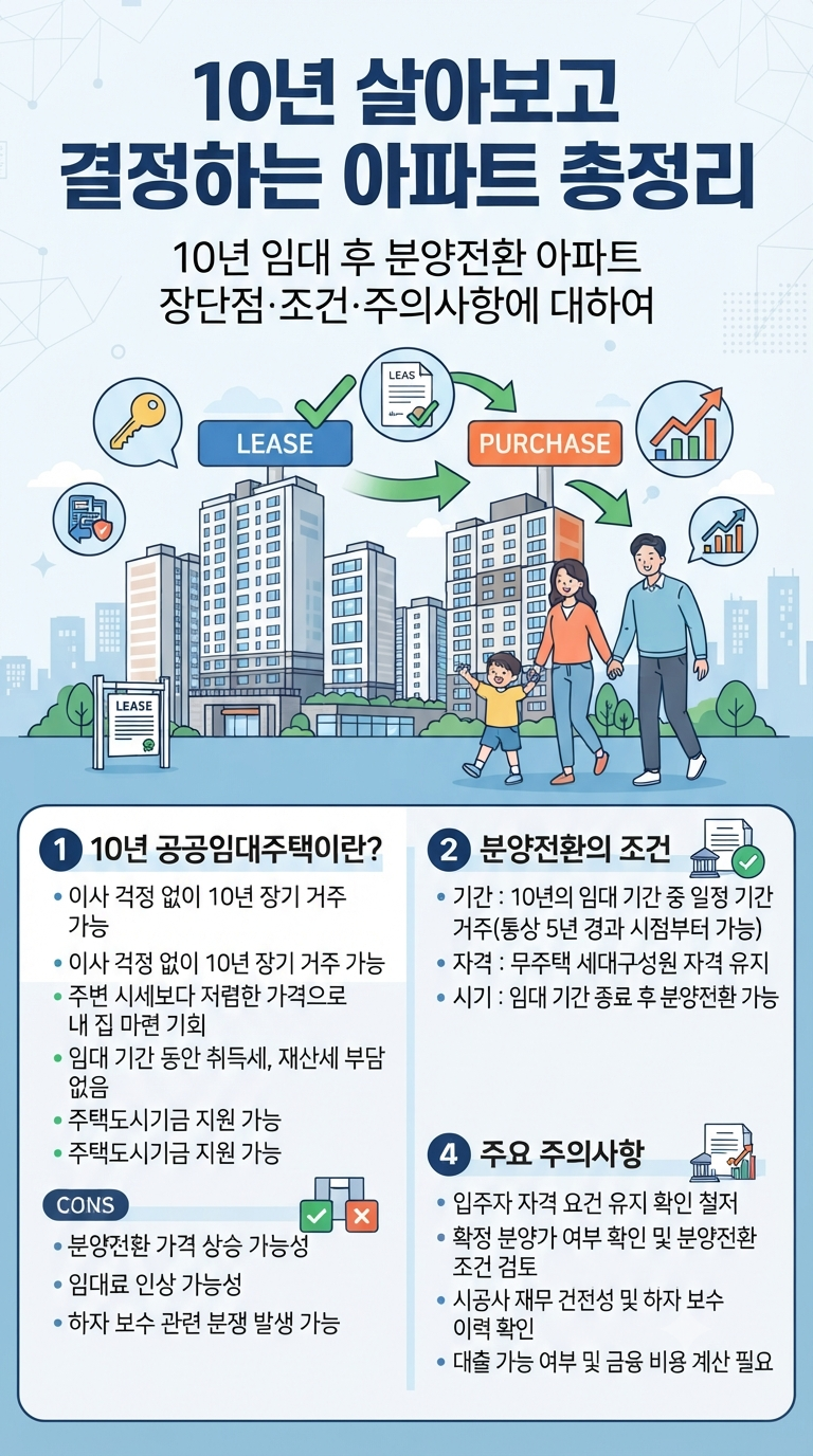 10년 살아보고 매매 결정하는 아파트 총정리｜10년 임대 후 분양전환 아파트 장단점·조건·주....