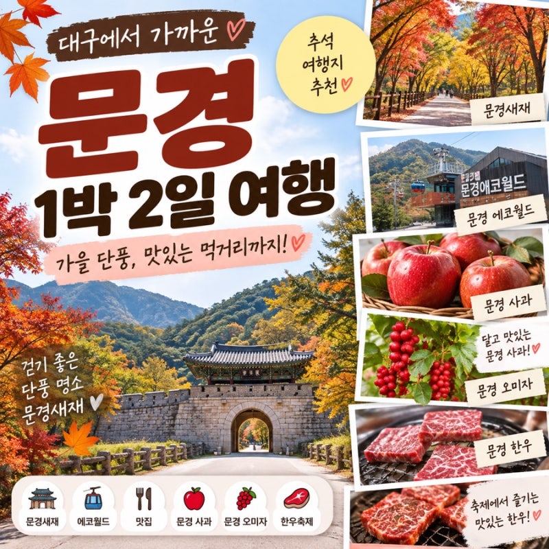 대구 근교 추석 여행 추천｜문경새재 1박 2일, 가을 단풍과 문경 먹거리 여행