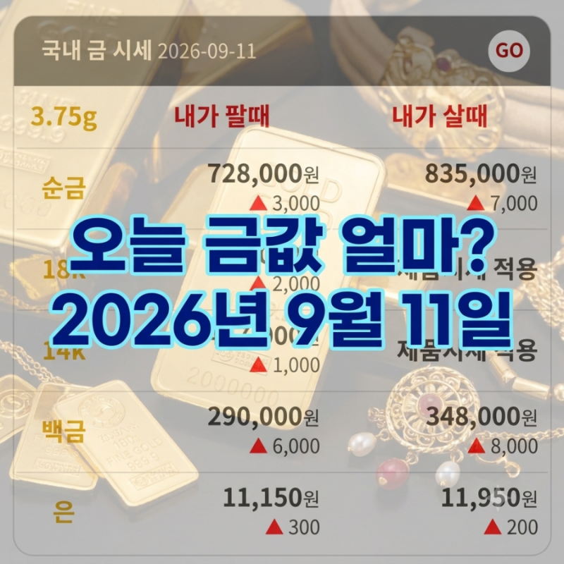 오늘 금값 얼마길래? 9월 11일 순금·18K·14K 금시세
