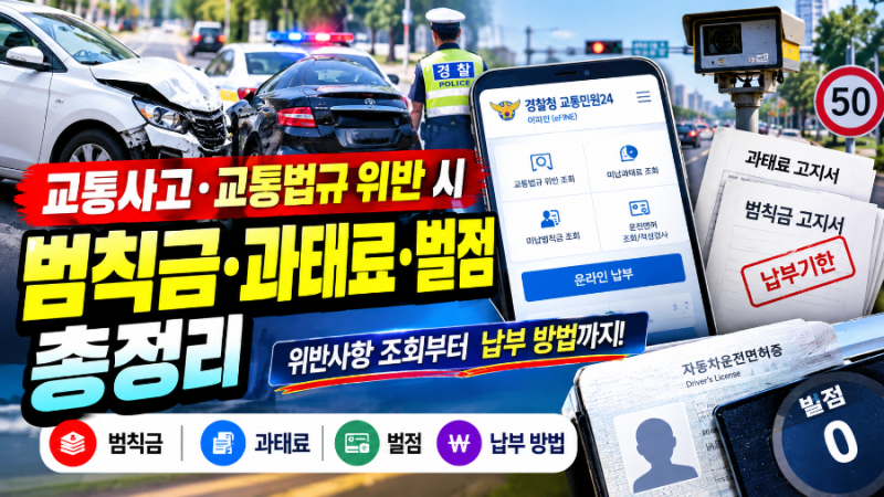 교통사고 범칙금·과태료·벌점 총정리｜위반사항 조회부터 납부 방법까지
