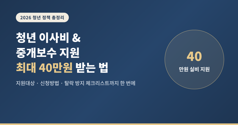 서울 청년 이사비·중개보수 지원, 최대 40만원 받는 조건과 신청법 총정리