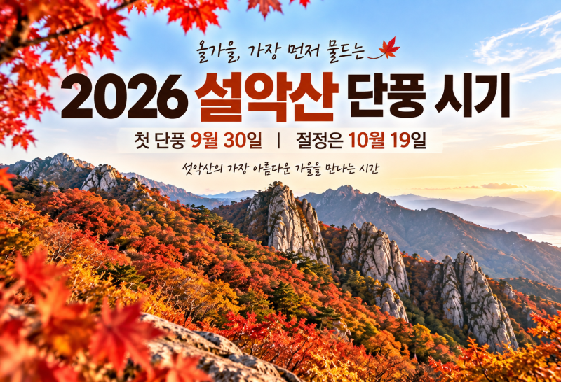 2026 설악산 단풍 시기 언제? 첫 단풍 9월 30일 절정은