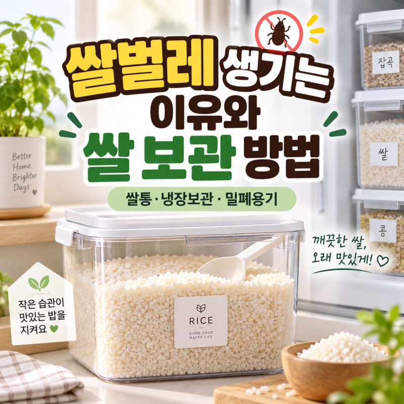 쌀벌레 생기는 이유와 쌀 보관 방법 총정리｜쌀통·냉장보관·밀폐용기 관리와 벌레 예방 꿀....