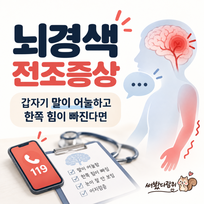뇌경색 전조증상, 갑자기 말이 어눌하고 한쪽 힘이 빠진다면 바로 확인하세요