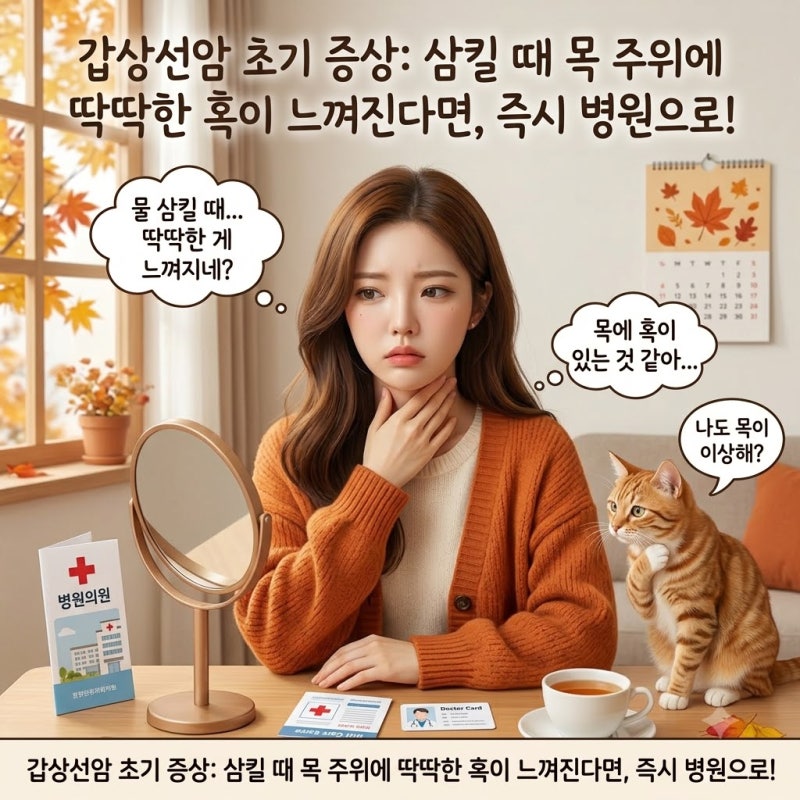 갑상선암 초기증상, 침 삼킬 때 목 주변에 이런 딱딱한 멍울 만져진다면 당장 병원!