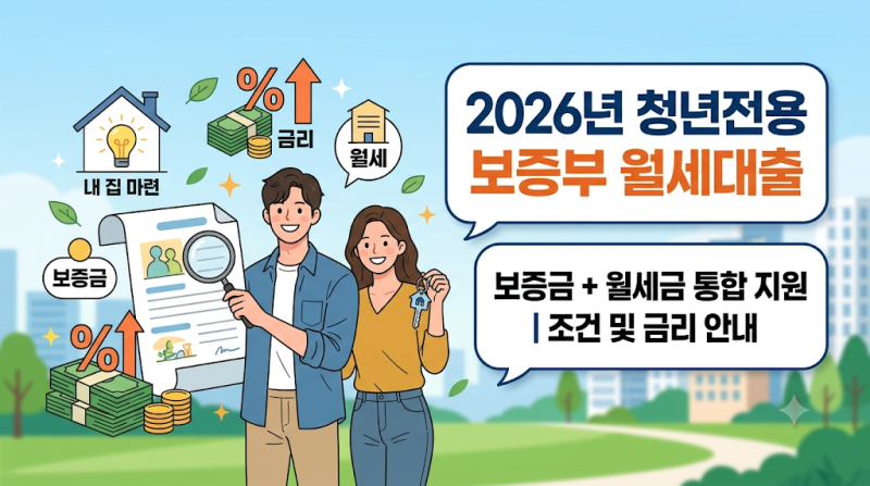2026 청년전용 보증부 월세대출 조건 및 한도 (보증금 연 1.3% + 월세 최대 50만 원 무이자 대출 ....