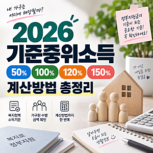 2026 기준중위소득 50% 100% 120% 150% 계산방법 총정리