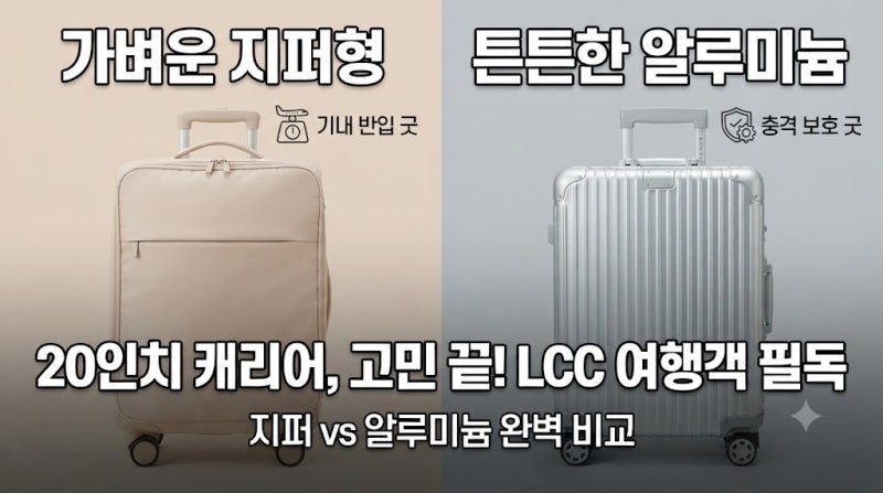 기내용 20인치 캐리어 추천 지퍼형 vs 알루미늄 프레임, LCC 여행객 후기 차이점