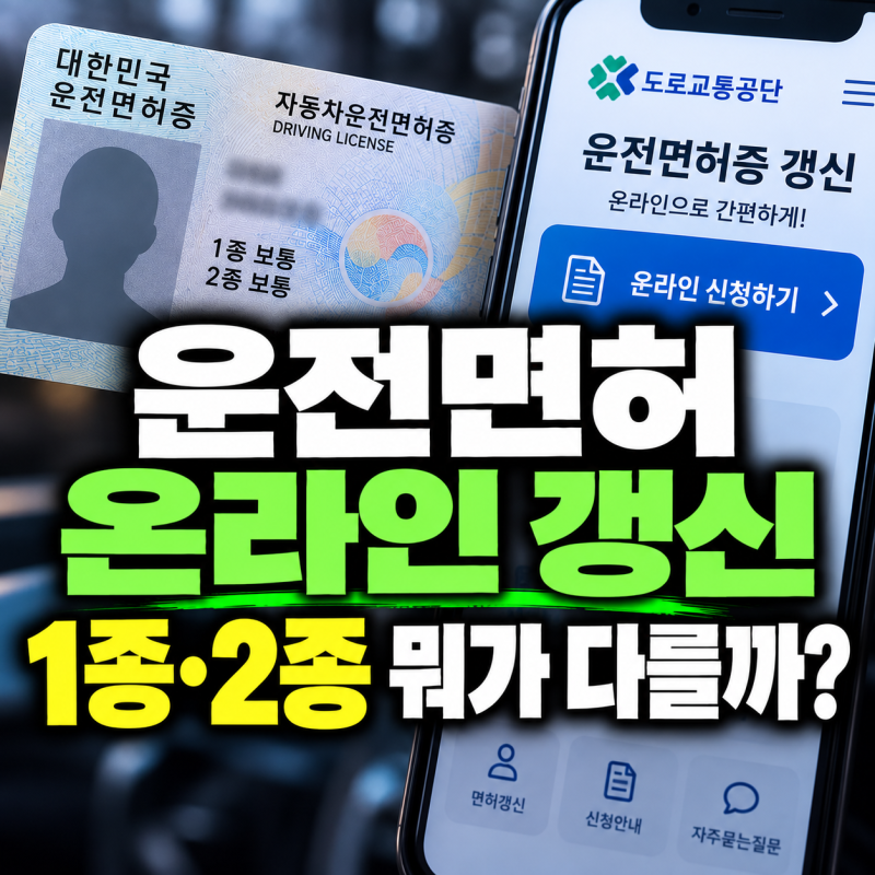 운전면허증 갱신 온라인 신청방법 "1종 2종 다르다?" 준비물까지