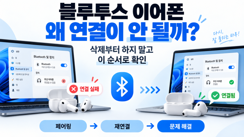 윈도우11 블루투스 이어폰 연결 안 될 때 해결 방법