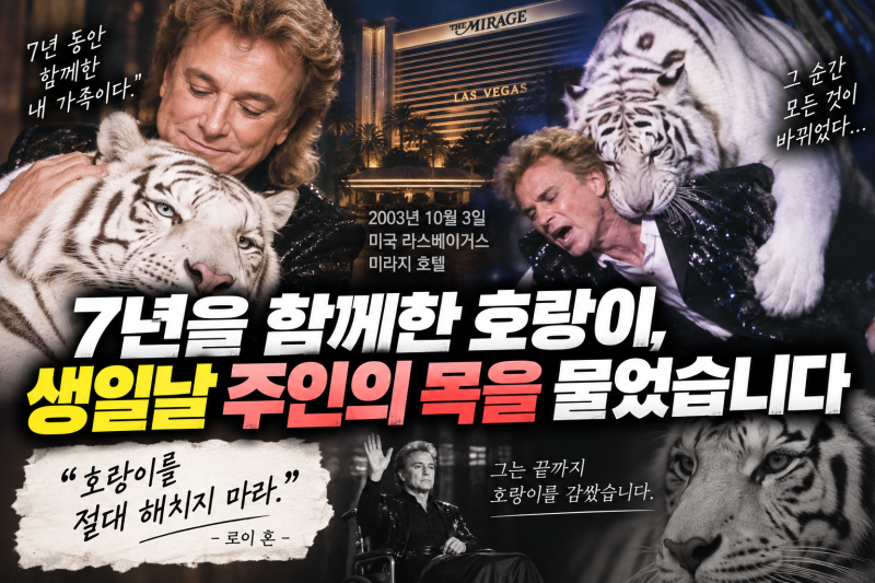 7년을 함께한 백호가 생일날 목을 물었다…그런데 로이 혼이 마지막까지 지킨 건 ‘호랑이’....