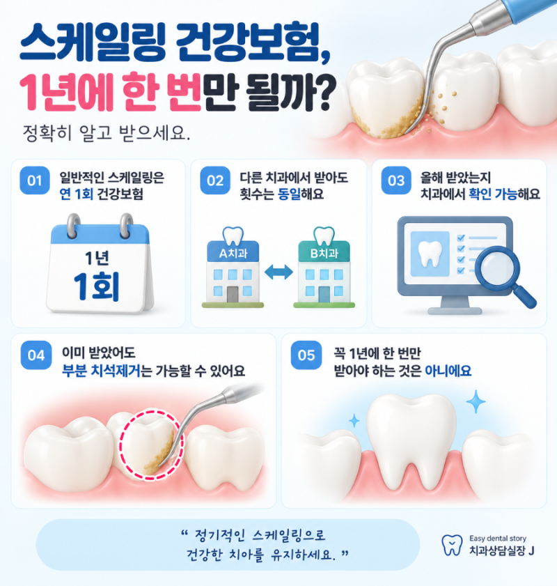 스케일링 건강보험, 1년에 몇 번 받을 수 있을까요?