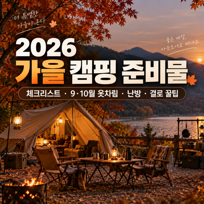 2026 가을 캠핑 준비물 체크리스트9·10월 옷차림·난방·텐트 결로 꿀팁 총정리