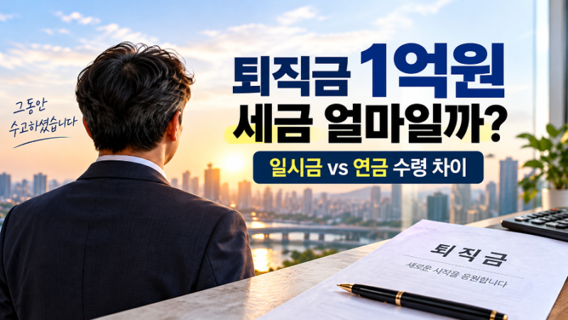 퇴직금 1억원 받으면 세금 얼마?｜일시금 vs 연금 수령 실제 차이