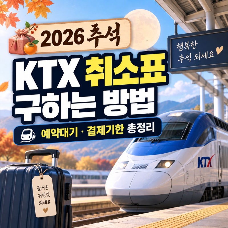 2026 추석 KTX 취소표 구하는 방법, 코레일 예약대기·결제기한 총정리