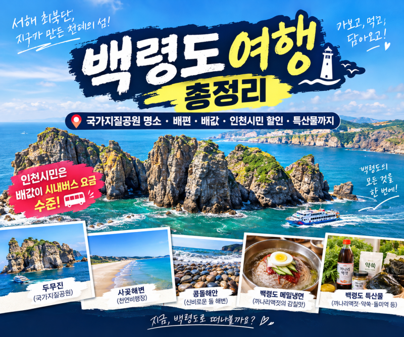 국가지질공원 명소·배편·배값·인천시민 할인·특산물까지