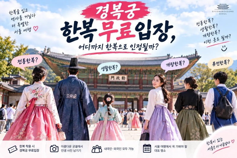 경복궁 한복 무료입장은 어디까지 한복으로 인정될까?｜생활한복·개량한복 입장 기준 총정....