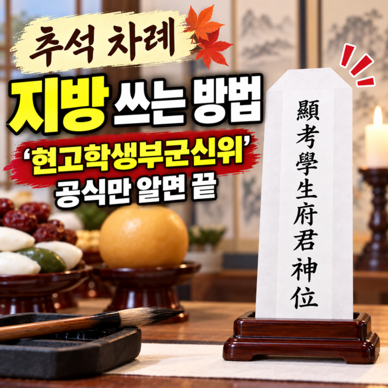 추석 차례 지방 쓰는 방법, '현고학생부군신위' 공식만 알면 끝