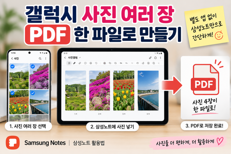 갤럭시 사진 여러 장 PDF로 만드는 방법｜삼성노트로 한 파일 만들기