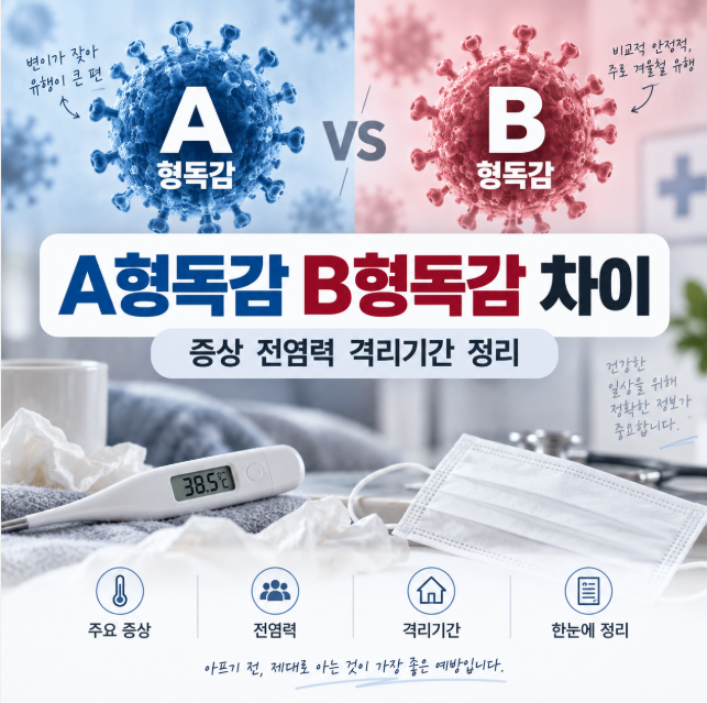 A형독감 B형독감 차이, 증상부터 전염력·격리기간까지 정리