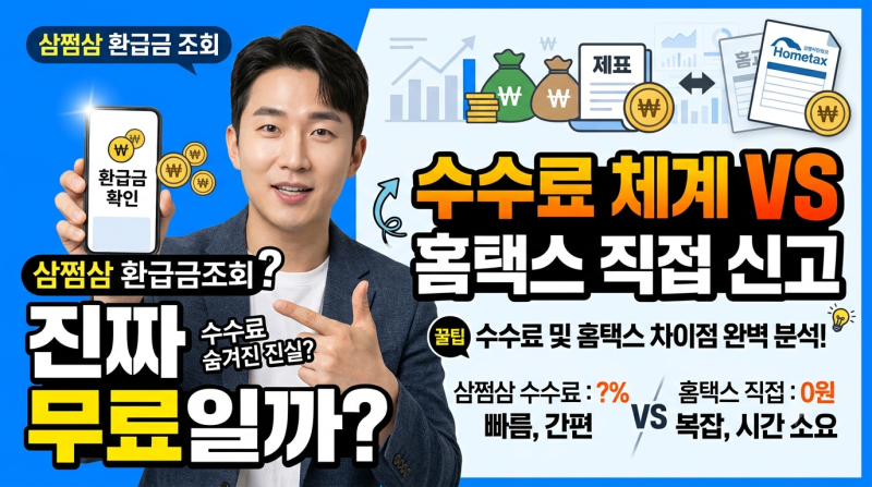 삼쩜삼 환급금 조회 진짜 무료일까? 수수료 체계와 홈택스 직접 신고 차이점 완벽 분석