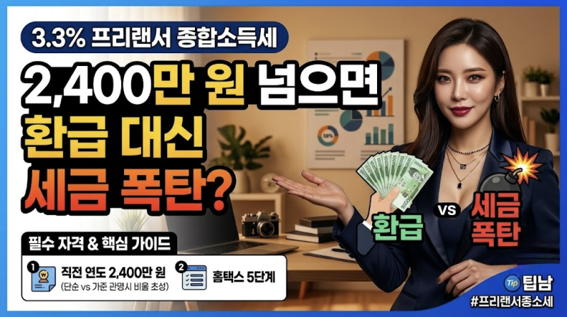 3.3% 프리랜서 종합소득세, 2,400만 원 넘으면 환급 대신 세금 폭탄?