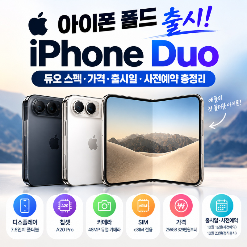 아이폰 폴드 출시 확정! iPhone Duo 듀오 스펙·가격·출시일·사전예약 총정리