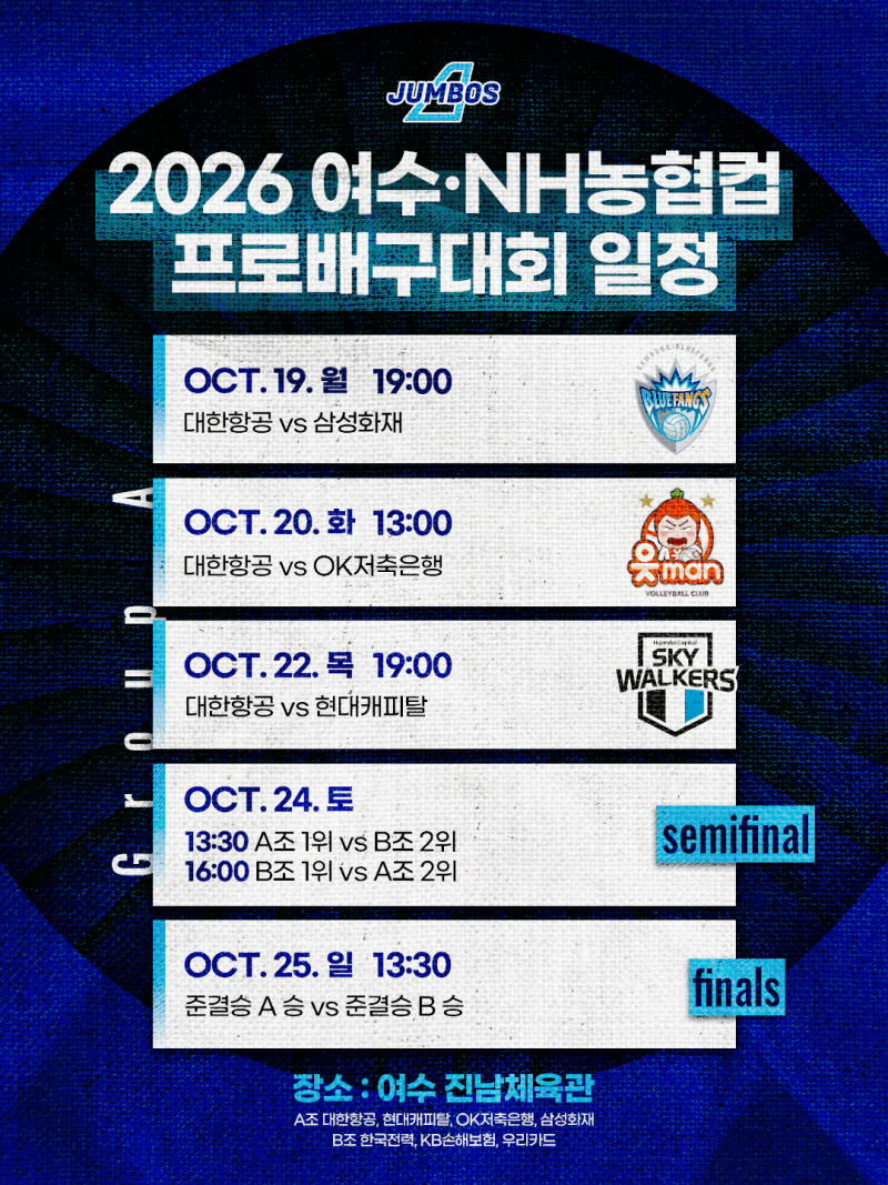 2026 여수·NH농협컵 프로배구대회 경기 일정 안내