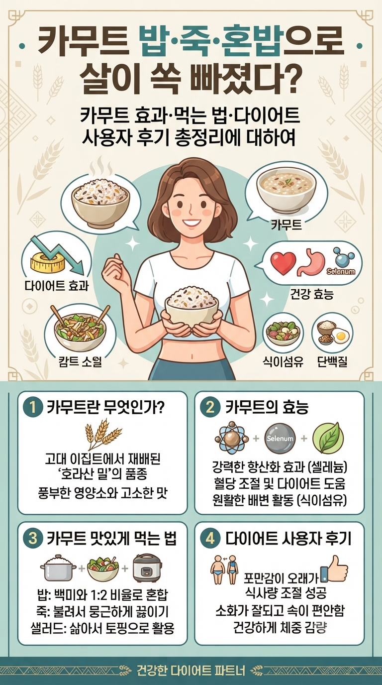 카무트 밥·죽·혼밥으로 살이 쏙 빠졌다?｜카무트 효과·먹는 법·다이어트 사용자 후기 총정....