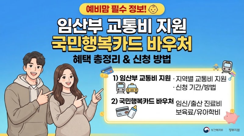 임산부 교통비 지원 국민행복카드 바우처 혜택 정리