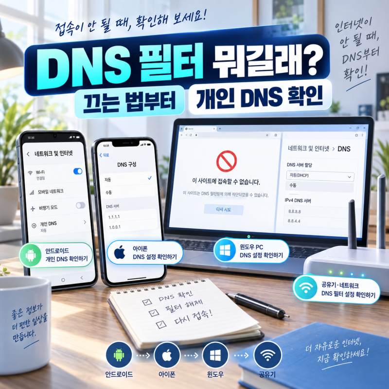 DNS 필터가 뭐길래 사이트가 안 열릴까｜끄는 법부터 개인 DNS 설정까지