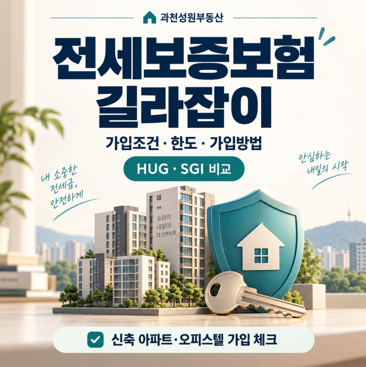 전세보증보험 길라잡이｜가입조건·한도·HUG와 SGI 차이, 신축 아파트 가입까지