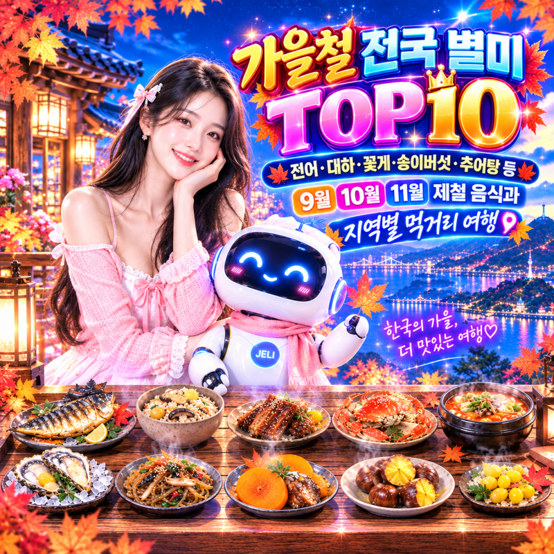 가을철 전국 별미 TOP 10｜전어·대하·꽃게·송이버섯·추어탕 등 9월 10월 11월 제철 음식과 지....