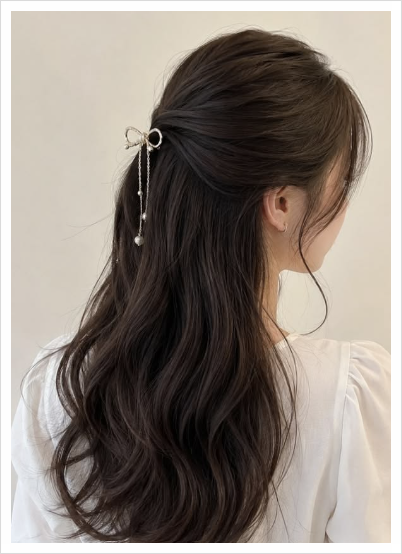 긴머리 반묶음 예쁘게 묶는법 어렵지 않아요