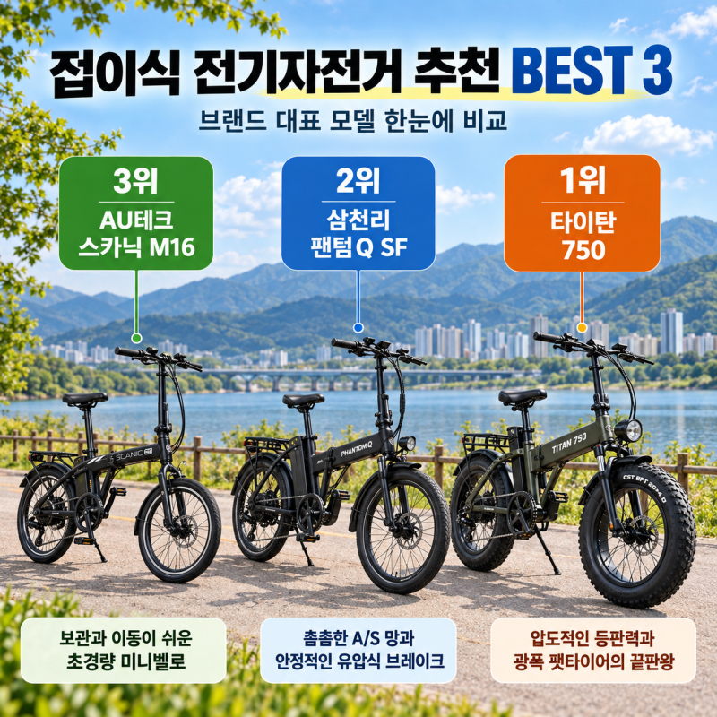 접이식 전기자전거 추천 BEST3 순위 비교 (출퇴근용 20ah 분리형 배터리 팁)