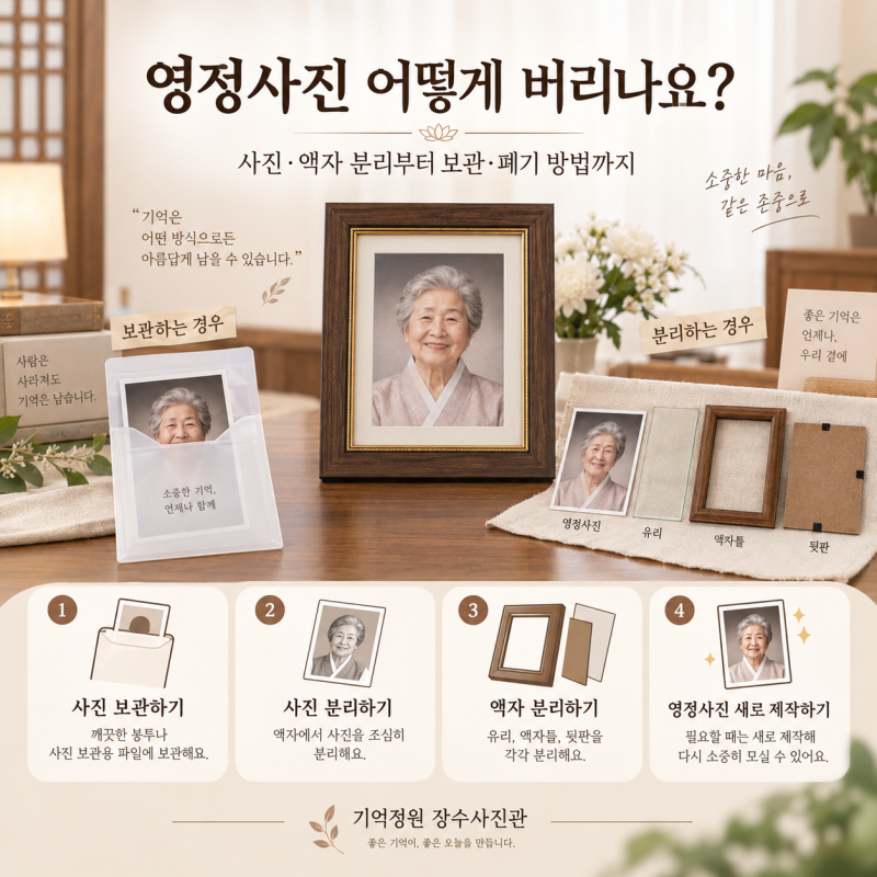 영정사진은 소각하나?? 어떻게 버리나요? 사진·액자 분리부터 제사 후 보관·폐기 방법까지