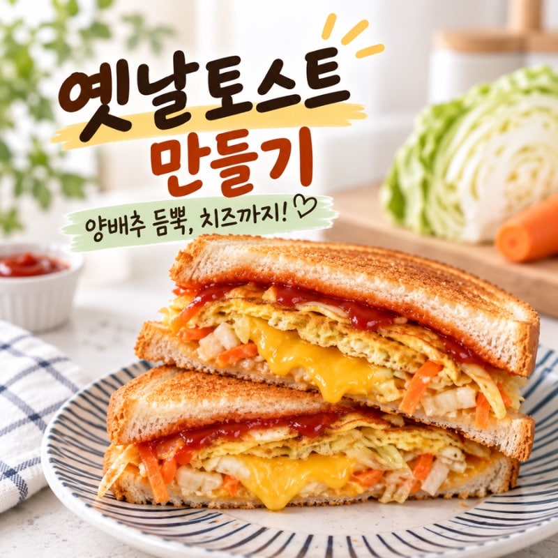옛날토스트 만들기｜양배추 계란 치즈 넣은 길거리 토스트 레시피