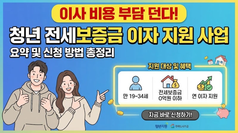 이사 비용 부담 던다, 청년 전세보증금 이자 지원 사업 요약 및 신청 방법 총정리