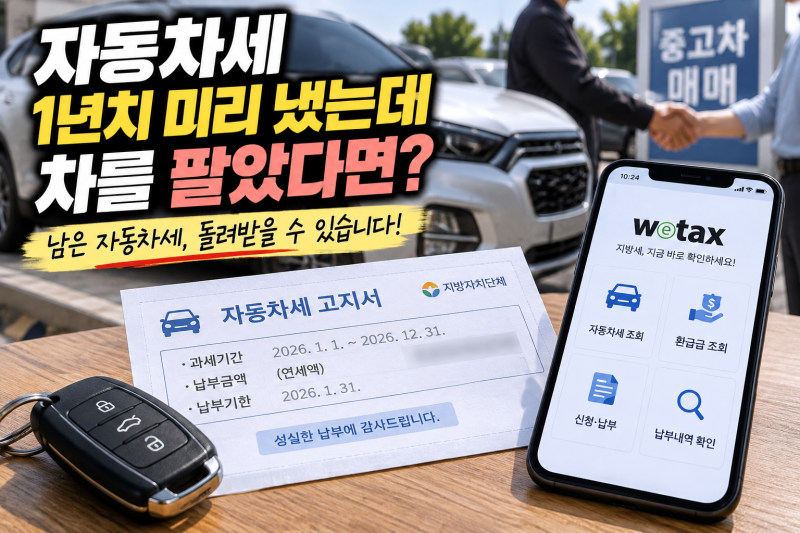 자동차세 1년치 미리 냈는데 차를 팔았다면? 남은 자동차세 환급받는 방법