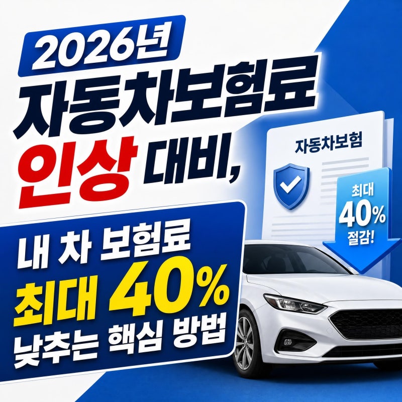 2026년 자동차보험료 인상 대비, 내 차 보험료 최대 40% 낮추는 핵심 방법