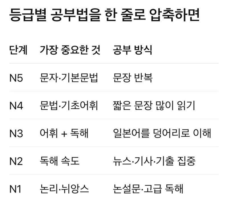 JLPT N5부터 N1까지, 급수별 공부법은 이렇게 달라진다, 일본어 공부법