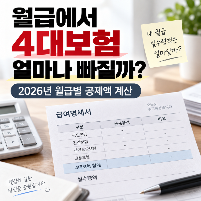 월급에서 4대보험 얼마나 빠질까? 2026년 월급별 공제액 계산