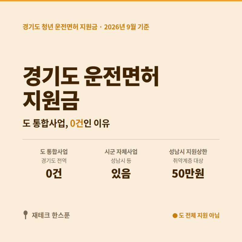 경기도 청년 운전면허 지원금 | 도 전체 사업은 없다는 거, 아셨나요?