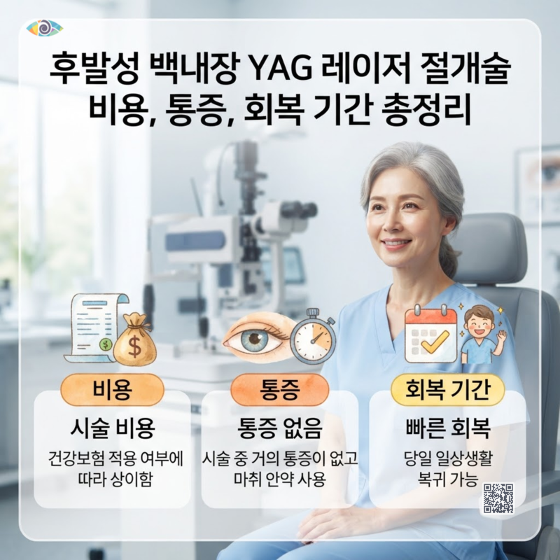 후발성 백내장 YAG 레이저 절개술 비용과 통증 회복 기간 정리