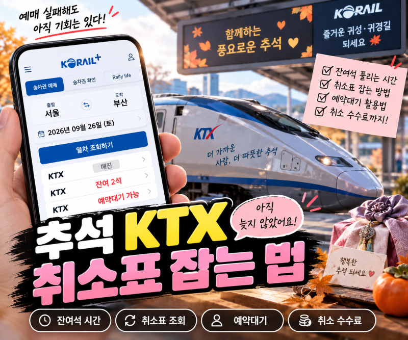 추석 KTX 취소표 잡는 법｜잔여석 풀리는 시간과 예약대기 활용법
