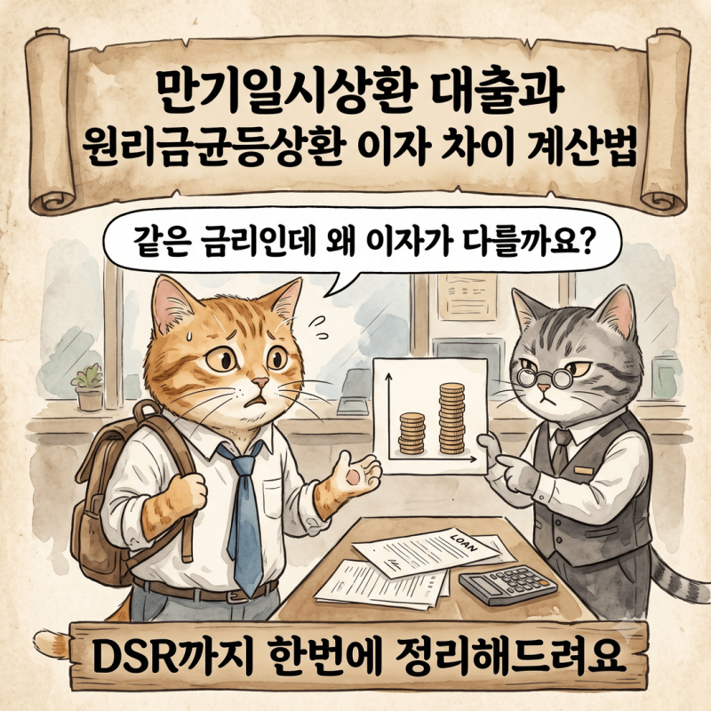 만기일시상환과 원리금균등상환 이자 차이 계산법, DSR 총부채원리금상환비율까지 정리