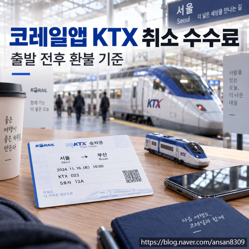 코레일앱 KTX 취소 수수료, 출발 전후 환불 기준 정리