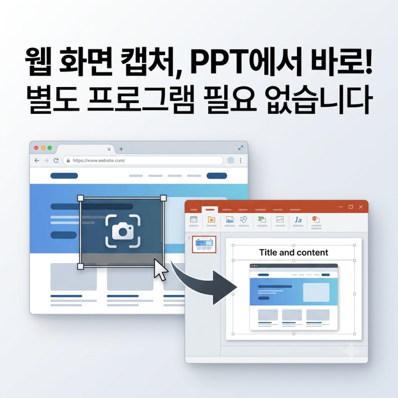 [PPT 꿀팁] 별도 캡쳐 프로그램 없이 파워포인트로 웹사이트 화면 바로 캡쳐해서 넣는 방법!